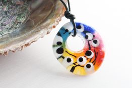 9121 AB Painted Big Hole Black and White Dots Rainbow Disc