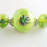 Bright Green Murrini Blown Glass Hollow Bead Choker
