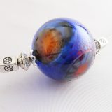 Cobalt Red Murrini Blown Glass Hollow Bead Choker - Image 2