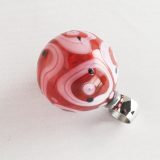 White Circles Black Red Blown Glass Bead with Bail - Image 2