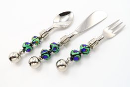 K20012 Appetizer Fork, Spoon, Knife Set Peacock 2