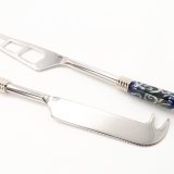 Art Deco Cheese Knife Set Midnight Blue Barrels