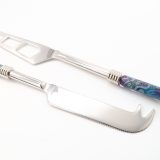 Art Deco Cheese Knife Set Violet Blue Barrels