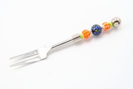 K20027 Appetizer Fork Orange Blue Beads